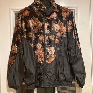 Vtg velvet goth floral windbreaker